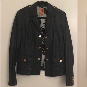 Authentic Tory Burch Navy leather jacket